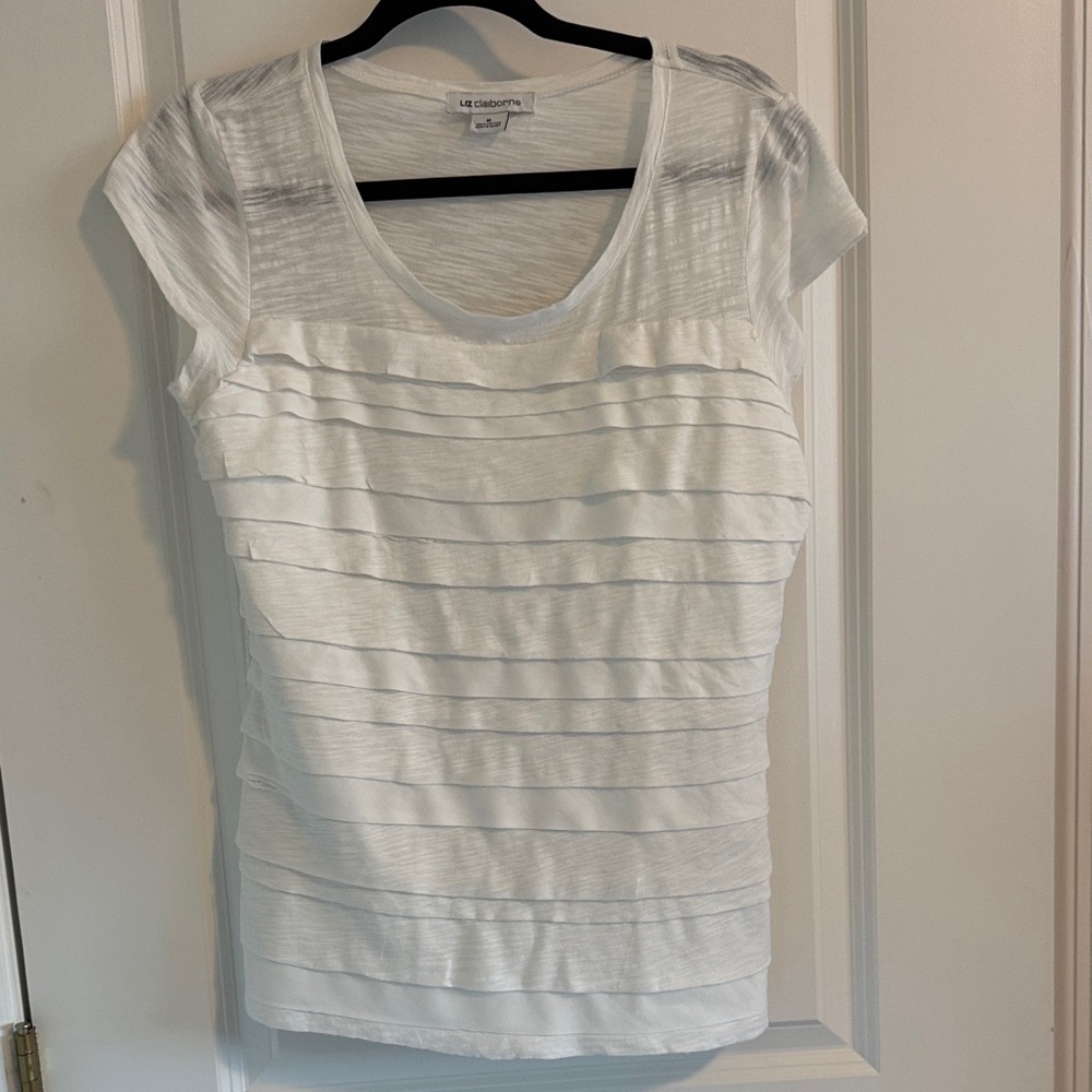 Liz Claiborne White Layered Short Sleeve Top